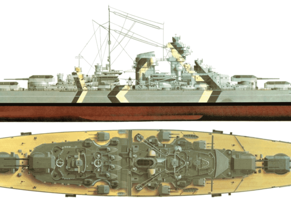 Боевой корабль DKM Admiral Graf Spee 1939 [Pocket Battleship] - чертежи, габариты, рисунки